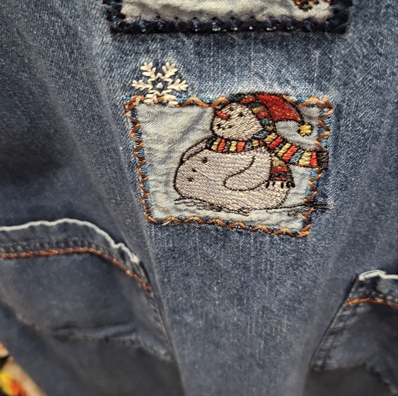 BOBBIE BROOKS Large Christmas Snowmen snow blue Jumper Maxi Vintage - Picture 7 of 13